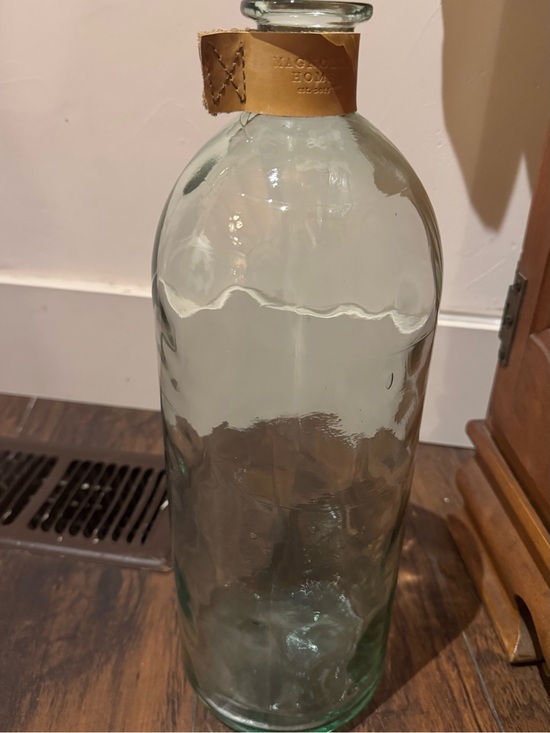 Magnolia Other - Magnolia Clear Glass Bottle with Tan Leather Neck Band